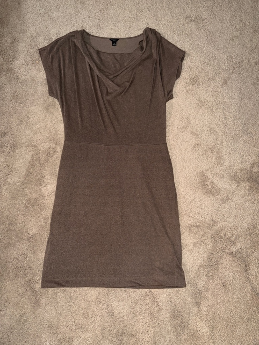 Ann Taylor Taupe Brown Cowl-Neck Mini Dress